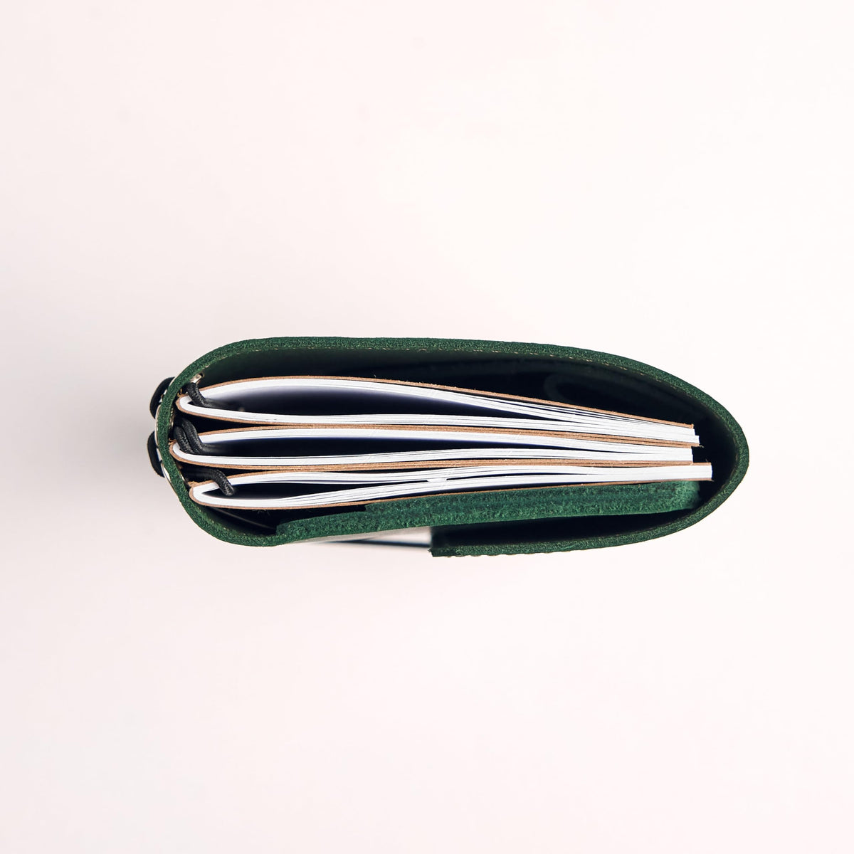 TORAKIP Genuine Leather A6 Journal Cover β Refillable Handmade Notebook Cover with 3 Elastic Bands, Pen Loop & Card Pockets β Travel Diary Case Fits A6 4.1" x 5.8" Notebooks (Paper Not Included), Green