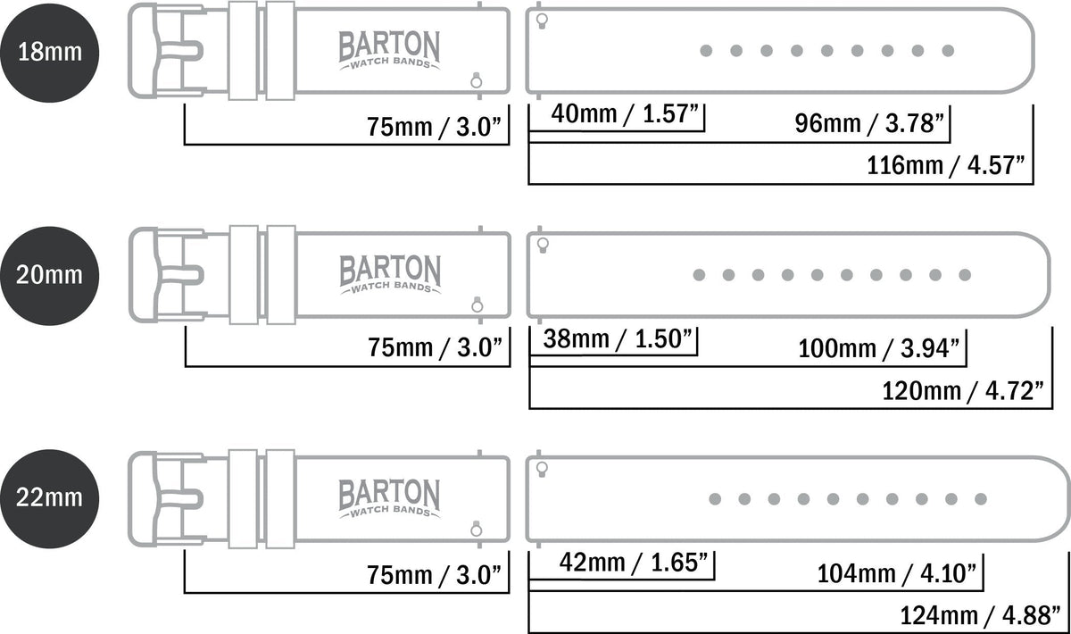 BARTON WATCH BANDS Quick Release Top Grain Leather Watch Band Strap, Black Leather/Black Stitching (Black Buckle), 22mm