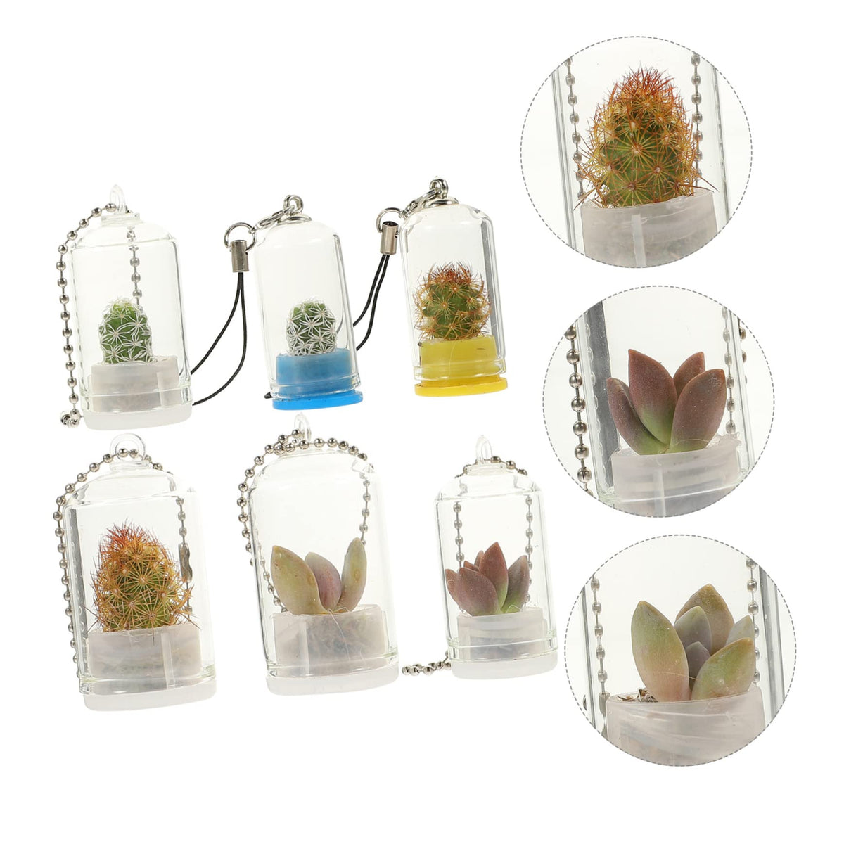 POPETPOP 6pcs Glass Terrarium Keychain for Air Plant Hydroponic Decor Keychain Accessory