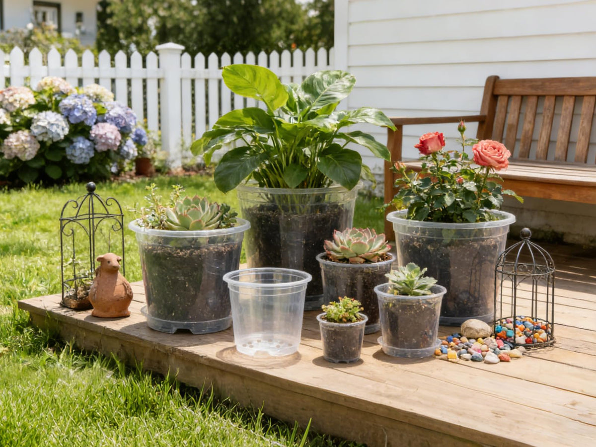 RZOIKZOI 20-Pack Clear Nursery Pots with Drainage Holes (4/5/6/7 Inch) – Transparent Plastic Plant Pots with 20 Labels, Assorted Sizes for Seed Starting, Succulents, Indoor and Outdoor Use