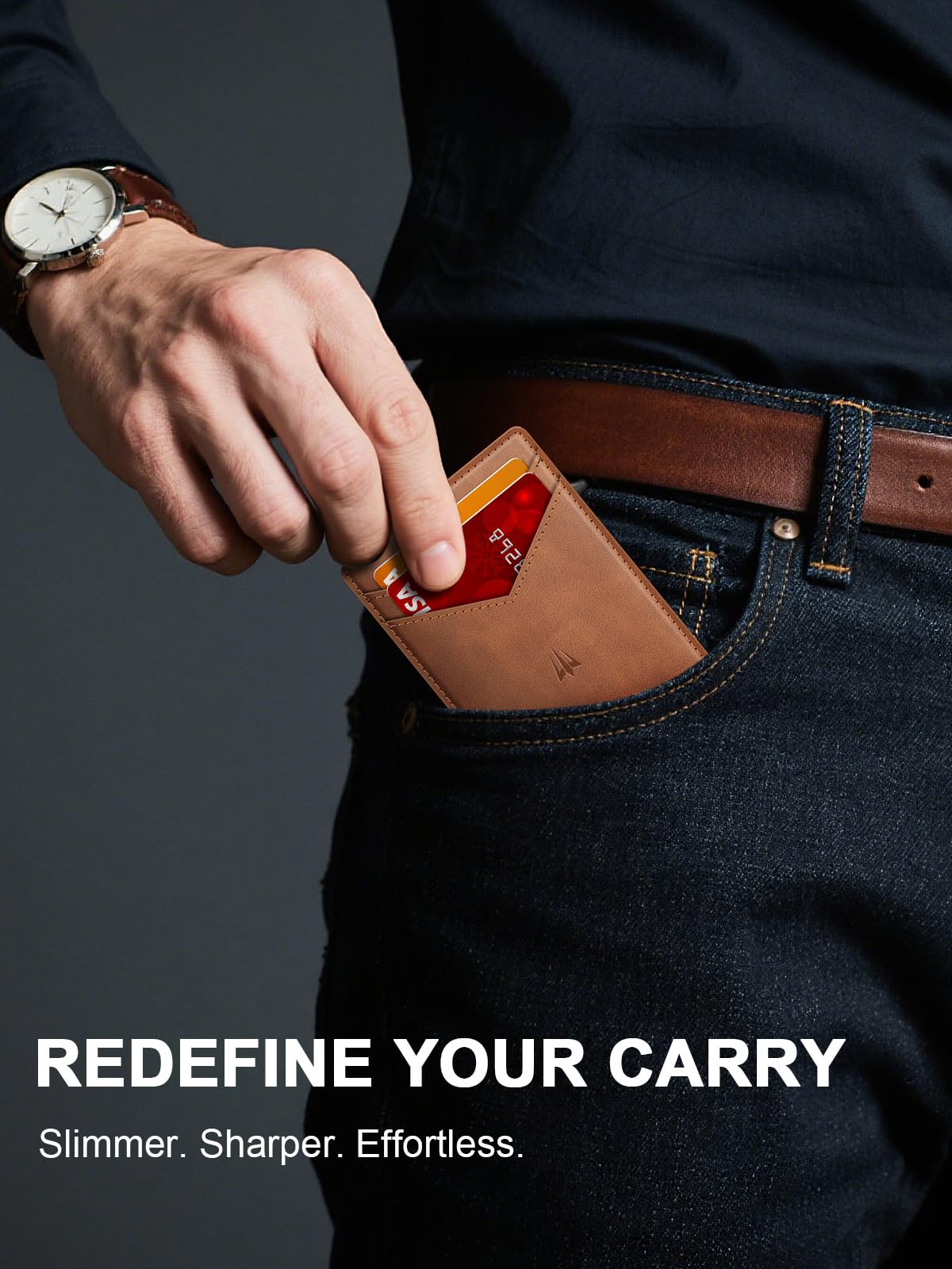 Ruiici Wallet for Men, Slim Minimalist Wallet with Money Clip&ID Window, RFID Blocking Pop-Up Credit Card Holder, Smart Auminum Mens Wallet Holds 9-13 Cards (Gift Box) (Brown)