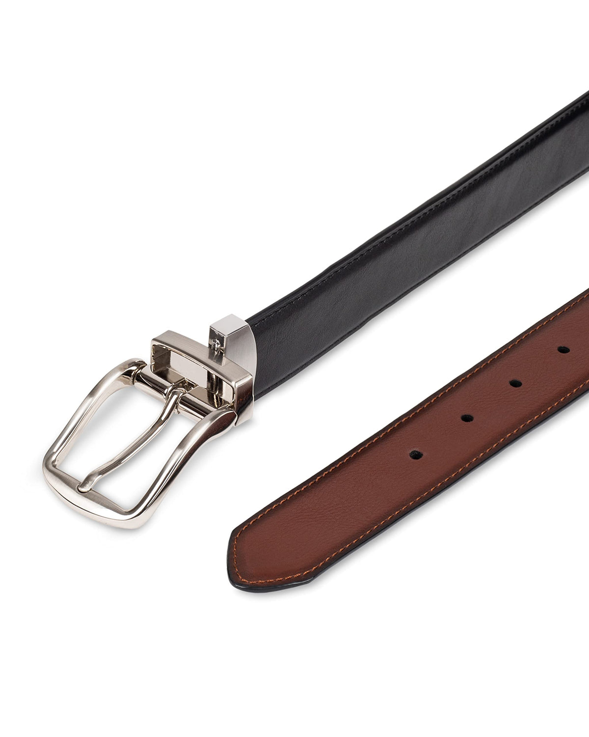 Amazon Essentials Men's Reversible Dress Belt, Black/Chestnut Brown, 38