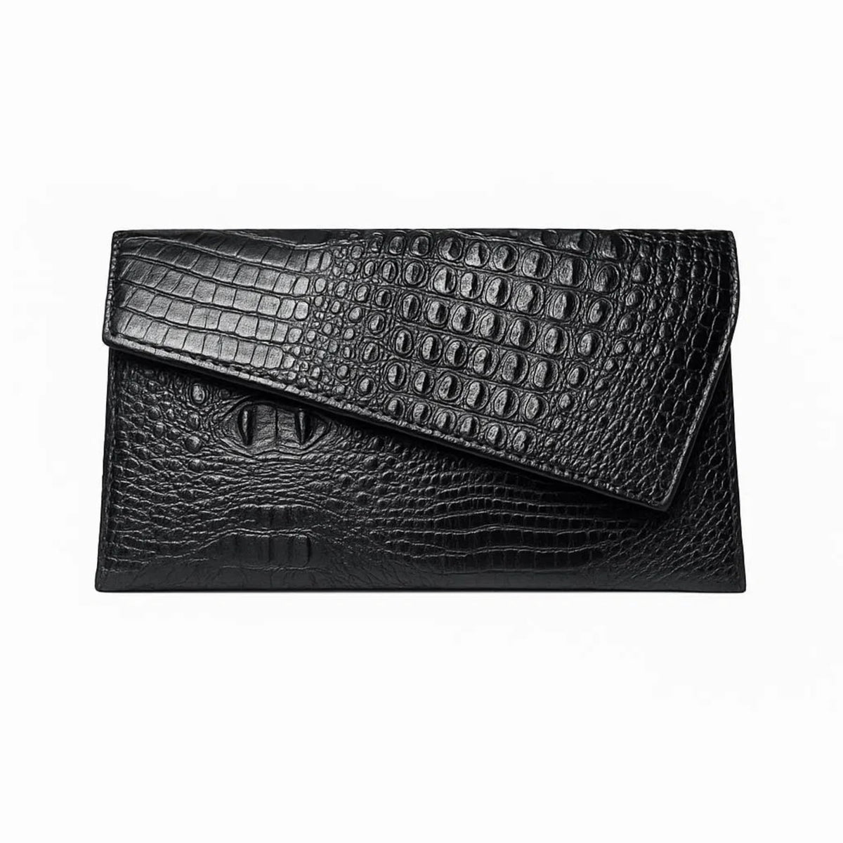 IAMUHI Women Vintage Faux Leather Crocodile Clutch Bag Alligator Envelope Evening Purse Crossbody Bag Purse Wallet,Black
