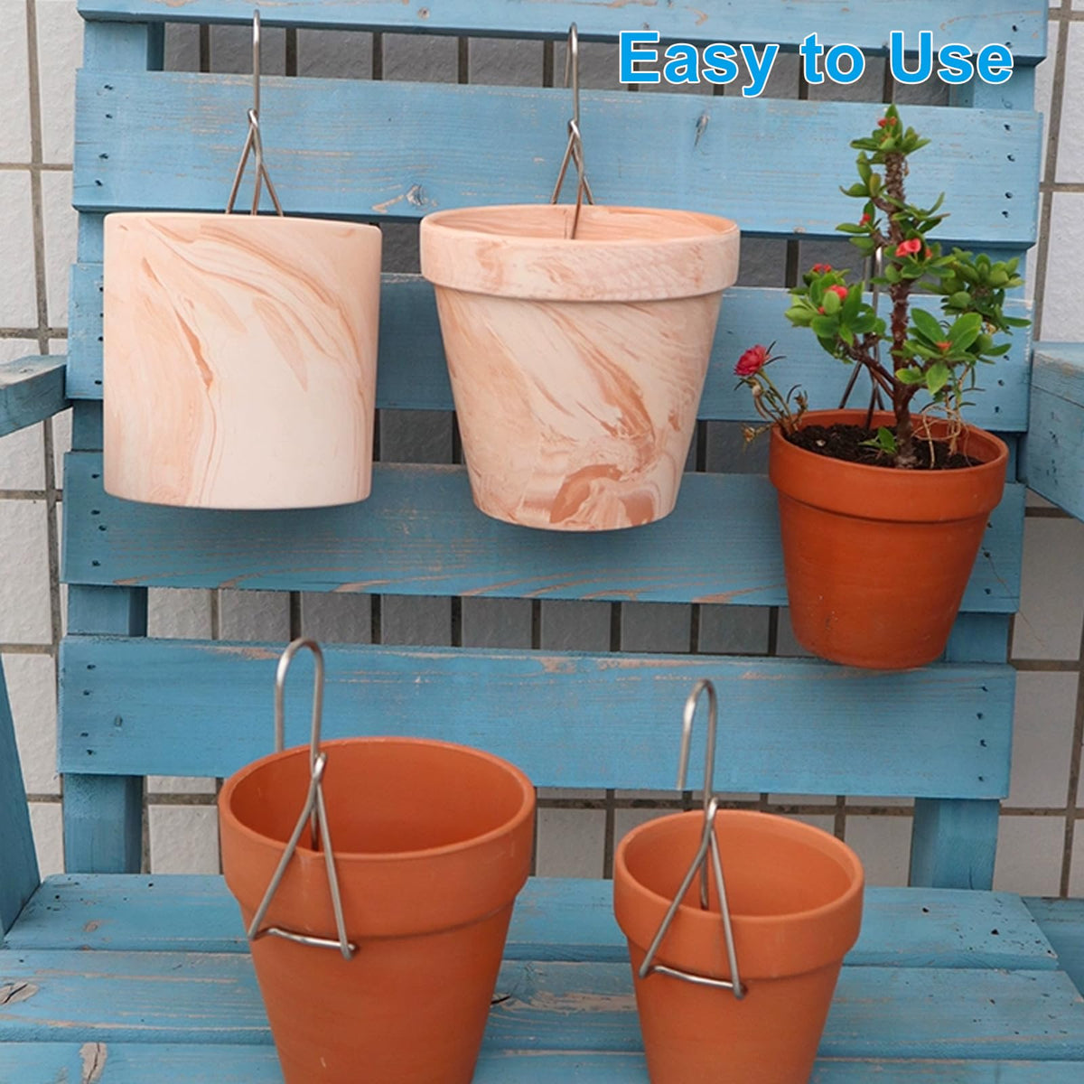 Jiozermi 12 Pcs Terracotta Pots Hanger Hooks, Stainless Steel Plant Wall Holder Flower Pot Hangers for Plants Outdoor Orchids Clay Pots Wall and Fence Mounted