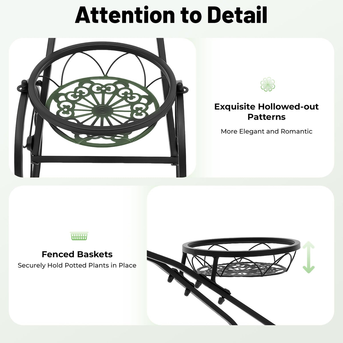 TOWIUOA Bicycle Planter Stand, Three-Wheeled Plant Stand, 3 Flower Baskets Plant Stand Plant Cart with Wheels Metal Flower Pot Cart Holder for Patio, Deck, Garden Or Lawn