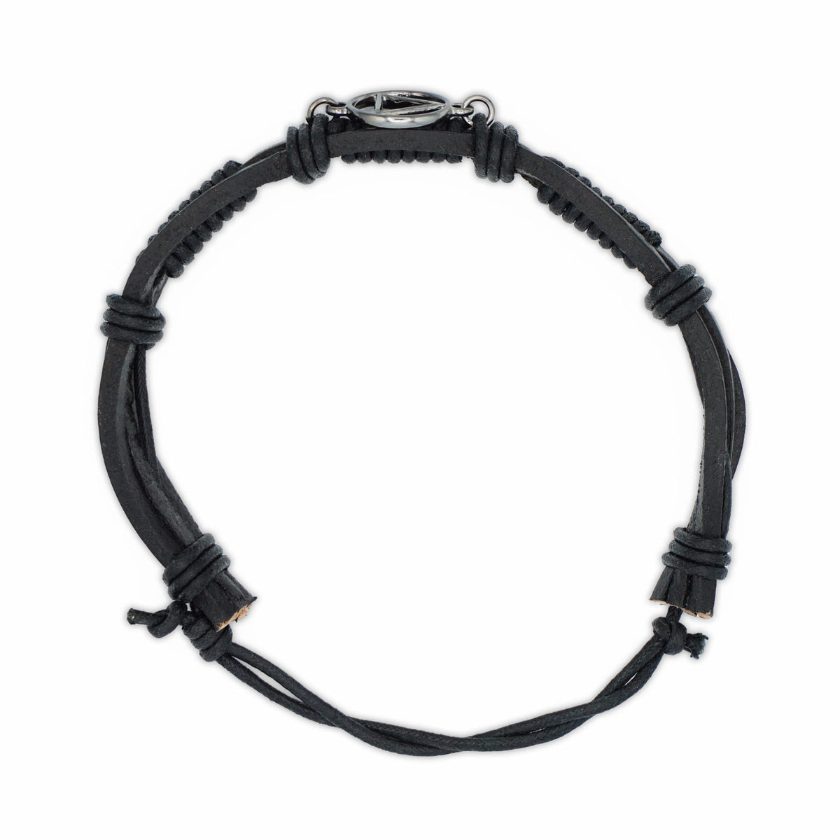 The Token Shop Adjustable Black Leather AA Bracelet with Alcoholics Anonymous Circle Triangle Charm | Sobriety Gift for Men and Women in Recovery