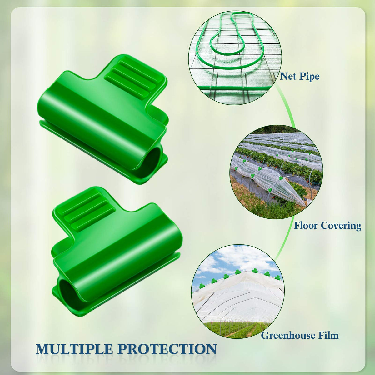Patelai 40 Pieces Greenhouse Clamps Film Row Cover Netting Tunnel Hoop Clip Frame Shading Net Rod Clip Greenhouse Film Clamps for Season Plant Extension Support (40 pieces,10 mm)