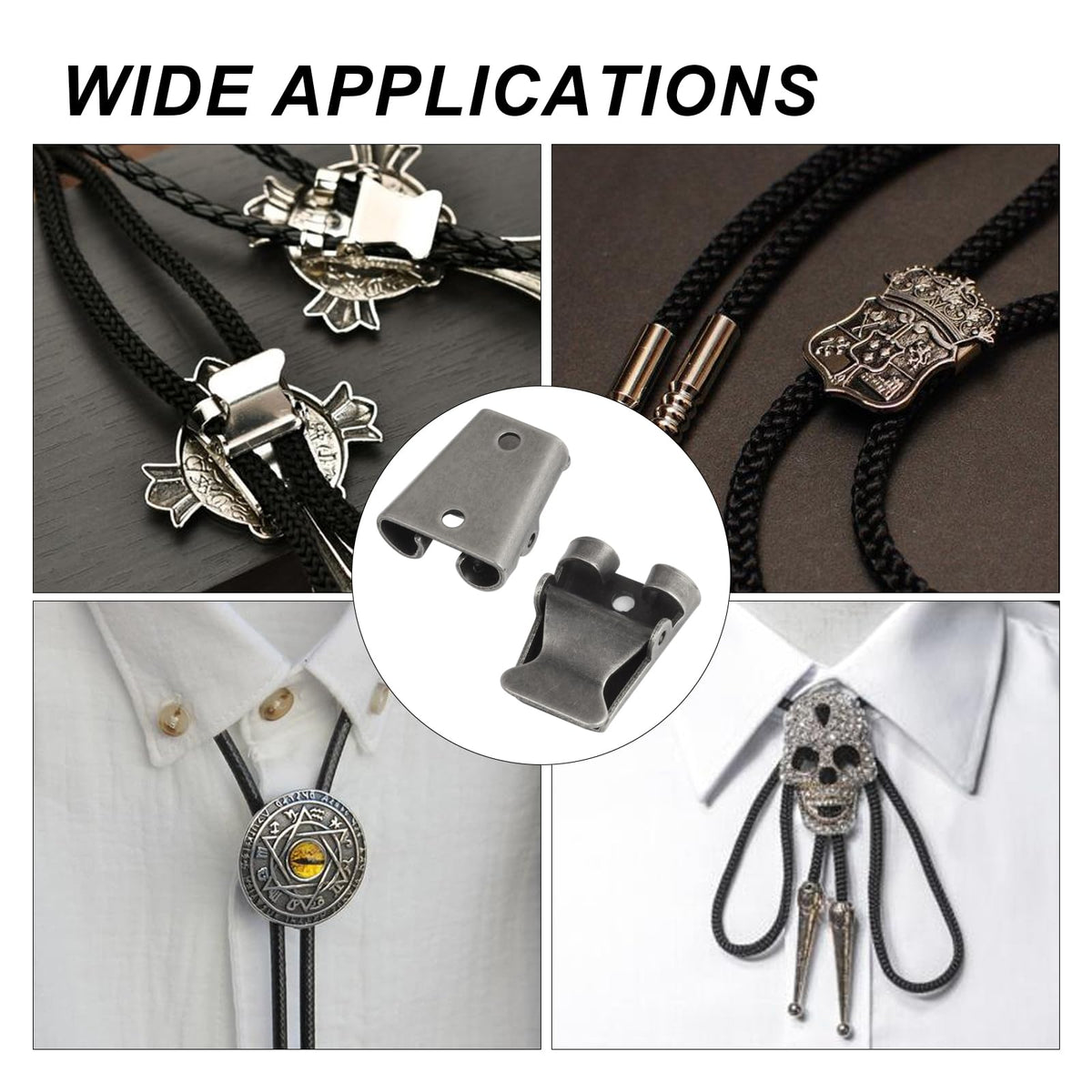 Doitby Bolo Tie Kit with 3 Bolo Tie Slides and 6 Bolo Ties Tips for Tie Making