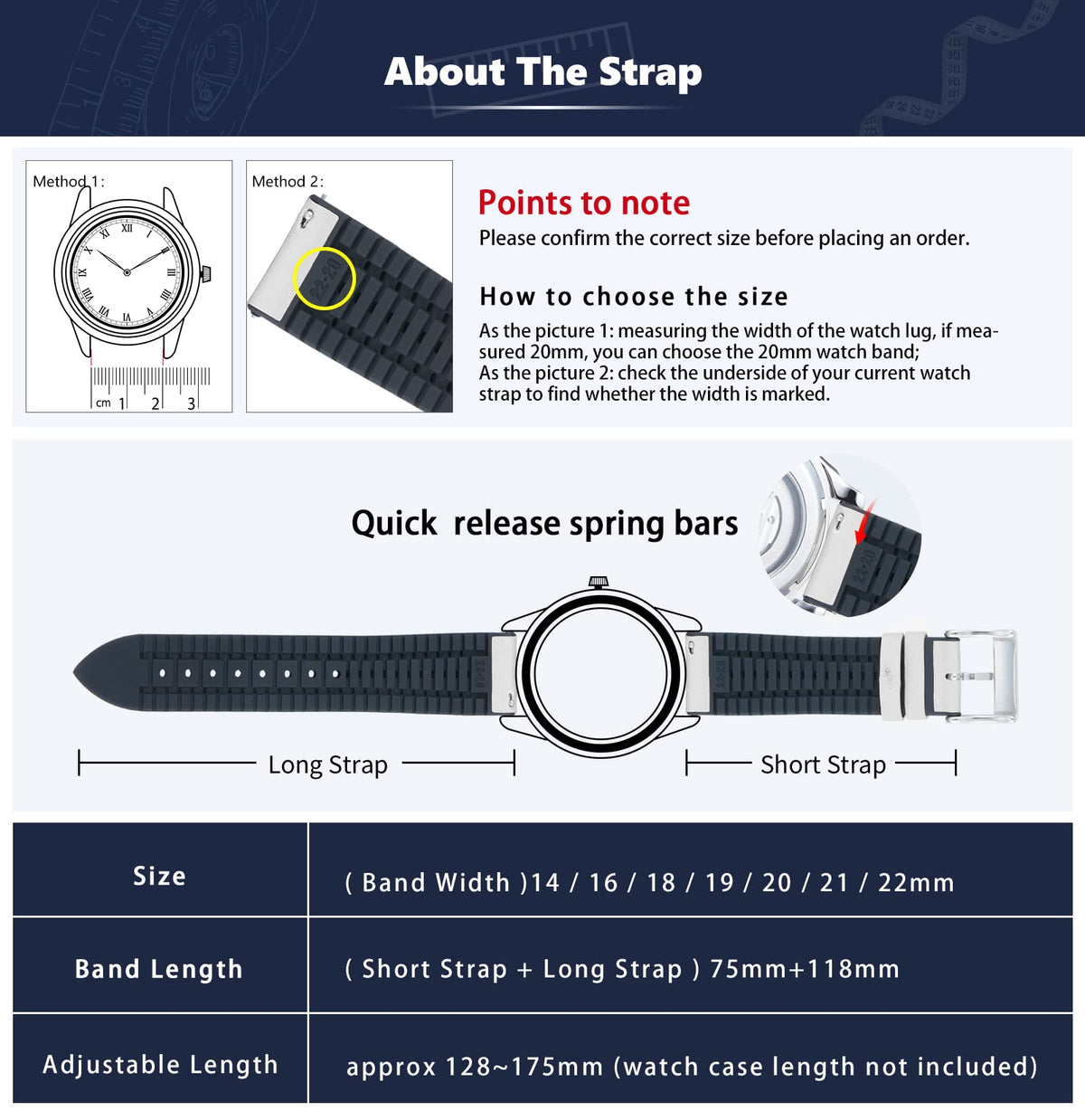 BINLUN Leather Watch Bands Quick Release 14mm-22mm Breathable Micro-Perforated Leather & Rubber Hybrid Watch Straps Silicone-Lined SmartWatch Replacement Bands Men Women (White,Sliver Buckle,22mm)