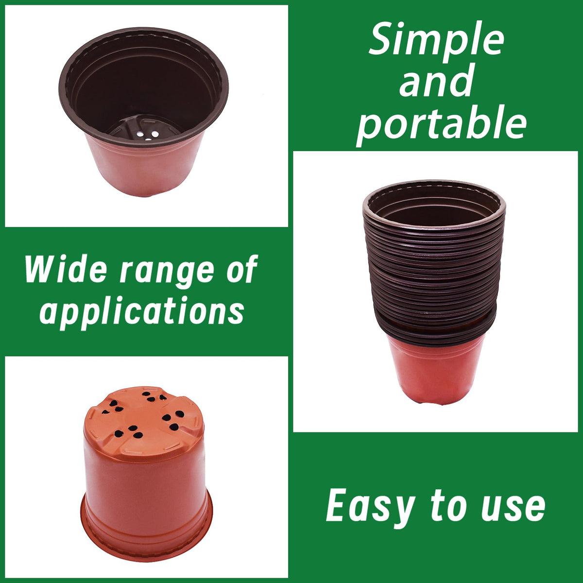 YSMN 8 Inch Nursery Pots 100pcs Plastic Bowl for Seed Starting Succulent Flower Planting Multipurpose Plant Container
