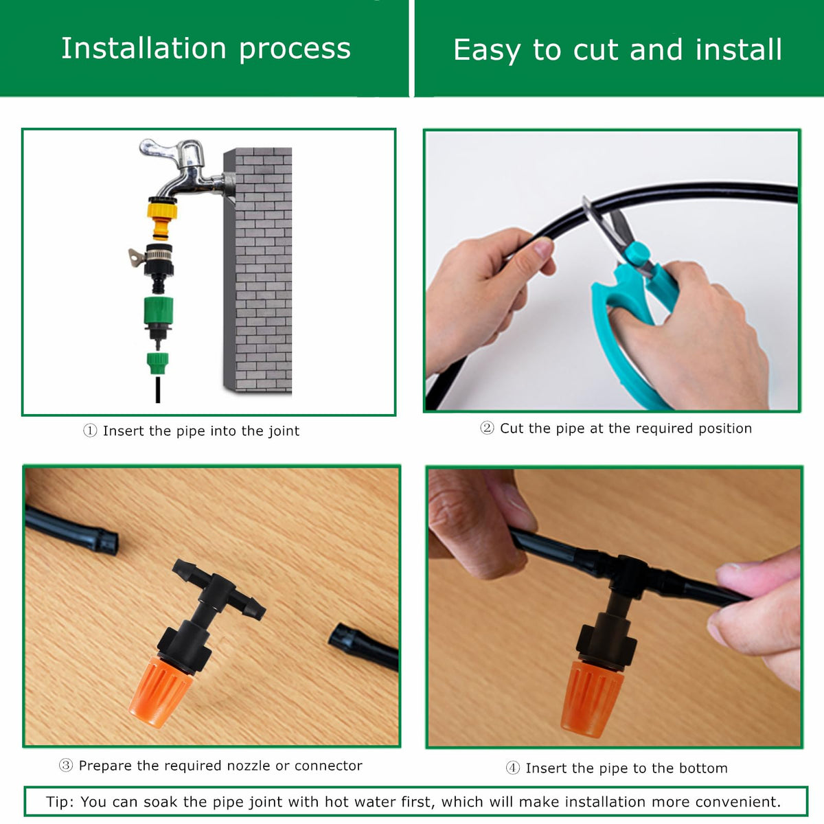 Three-Way Atomizing Nozzle 1/4 Inch, 50 Pcs Adjustable Micro Spray Emitters, Drip Irrigation Parts Accessories for Patio Lawn Greenhouse Vegetable Irrigation Supplies