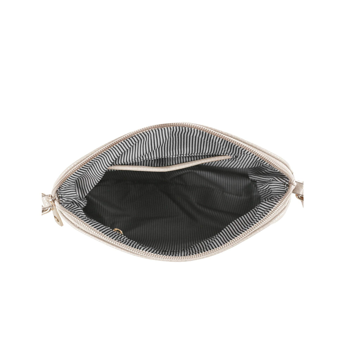 SG SUGU Lunar Lightweight Medium Dome Crossbody Bag Shoulder Bag with Double Tassels | Zipper Pocket | Adjustable Strap|White/Taupe