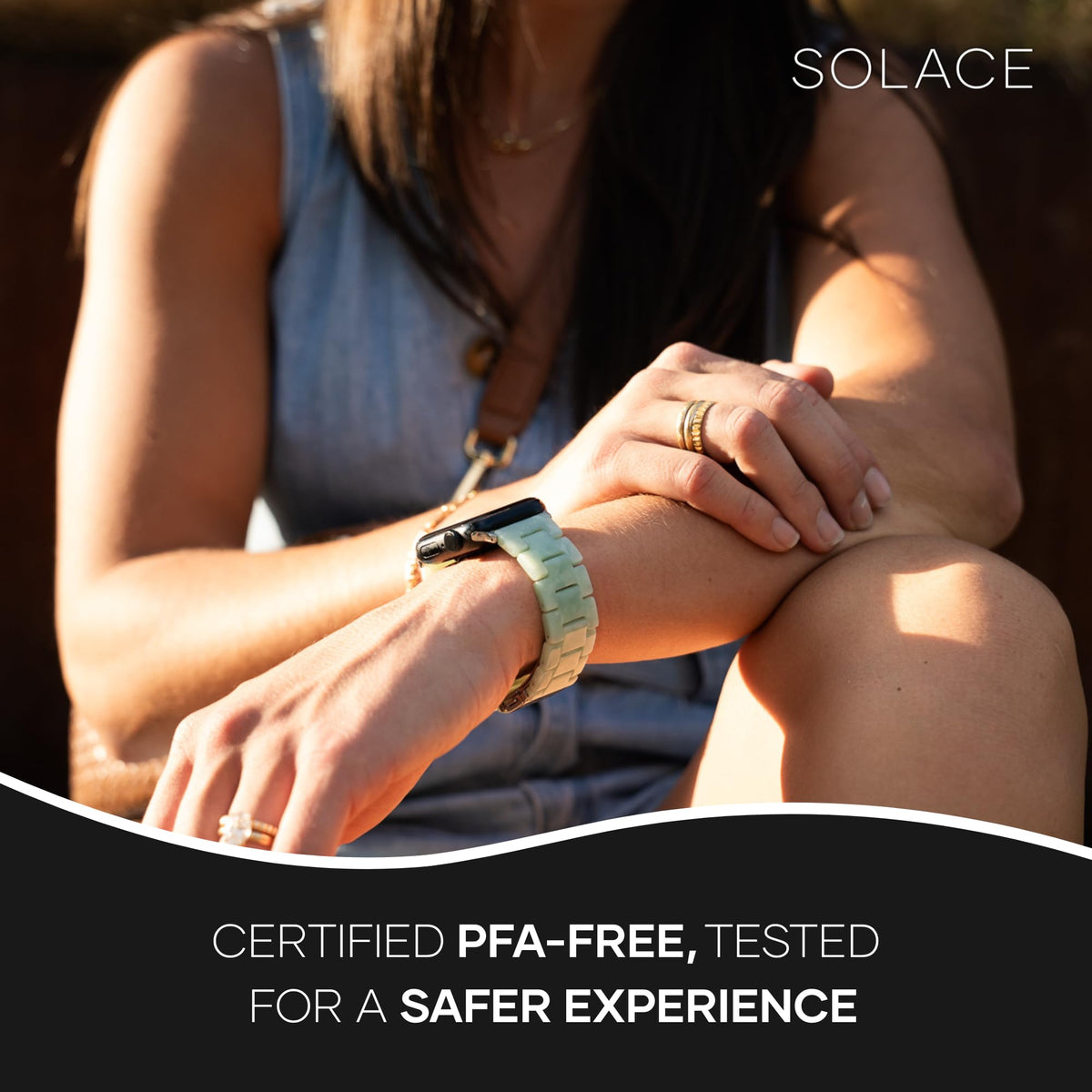 Solace Bands Lightweight Perma Watch Band - Universal Fit for Apple Watch Bands for Women & Men, iWatch Bands for 38mm 40mm 41mm 42mm 44mm 45mm 49mm Ultra, SE, Series 11 10 9 8 7 6 5-1 (Matte Solid)