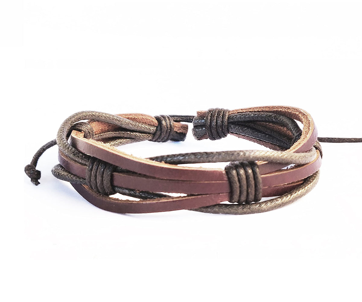 BeGenuine Store Mens Leather Bracelet Braided Brown Rustic Gift For Dad Fathers Day Cuff Wrist Band Rope Bracelet for Guys