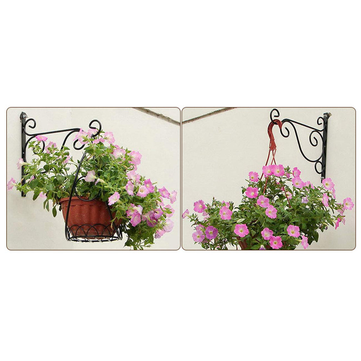 TIHOOD 4PCS Metal Plant Bracket Iron Wall Mount Lanterns Hangers for Hanging Bird Feeders, Lanterns, Wind Chimes, Planters, Outdoor Decoration Hooks