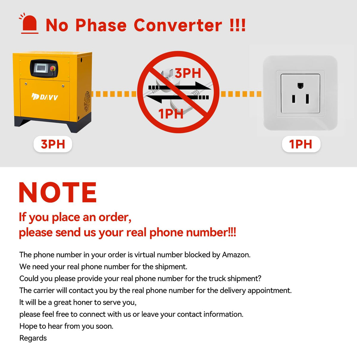 208-230V Universal Variable Frequency Motor Rotary Screw Air Compressor - 10HP/7.5KW Single/Three-phase compatible - 39CFM@115PSI Base Mounted Commercial Air Compressed System