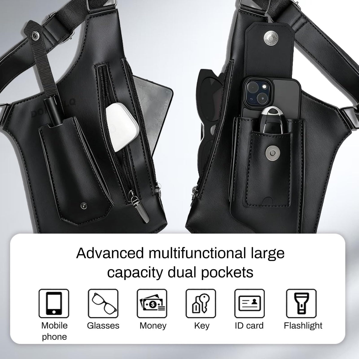 2026 Anti-Theft Double Shoulder Armpit Bag for Men Vest Bag Concealed Carry Holster with Adjustable Straps, Multi-Pocket Underarm Pouch for Travel, Outdoor Running, cycling & Daily Commute etc(black)