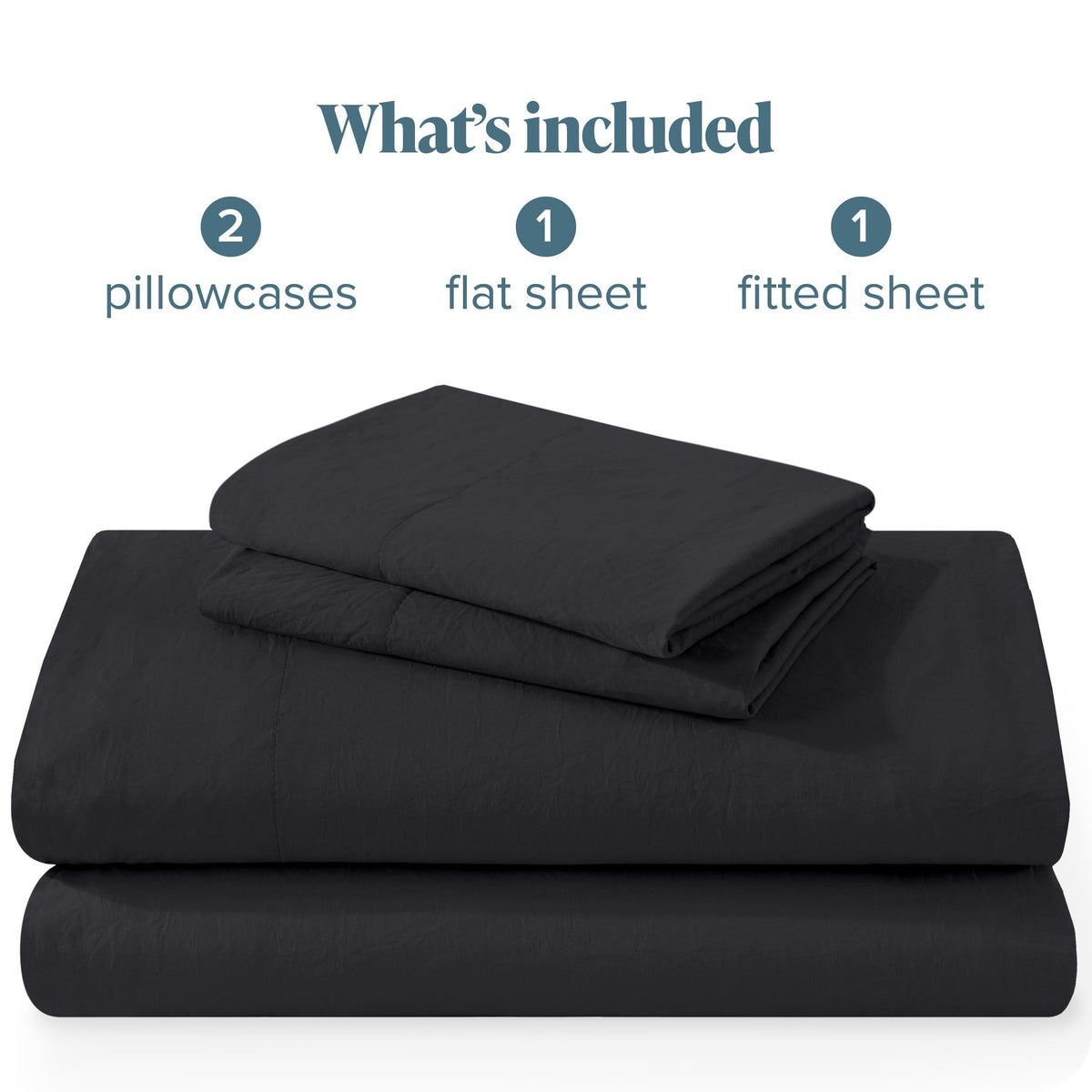 Bare Home Queen Sheet Set - Luxury 1800 Ultra-Soft Stonewashed Microfiber - Brushed - Deep Pockets - Easy Fit - Breathable Bedding - Sheet Sets & Pillowcases (Queen, Black)