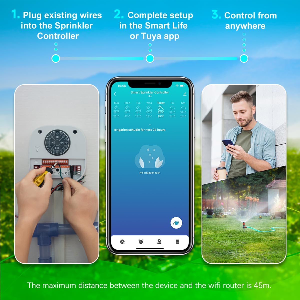 Smart Sprinkler Controller Pro,12-Zone/Station Irrigation System(with Water Pump and Rain Sensor Connection Interface),GreenVation 2.4G/5GHz WiFi Water Timer for Outdoor Garden/Yard/Lawns (12 Zone)