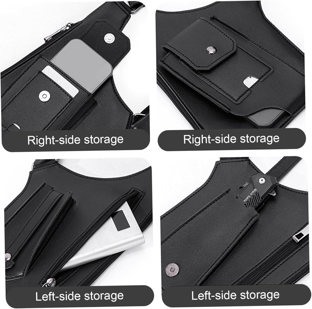 Premium Leather Shoulder Bag, Double Shoulder Armpit Bag, Anti-Theft Hidden Adjustable Strap Holste, Underarm Strap Wallet (Black)