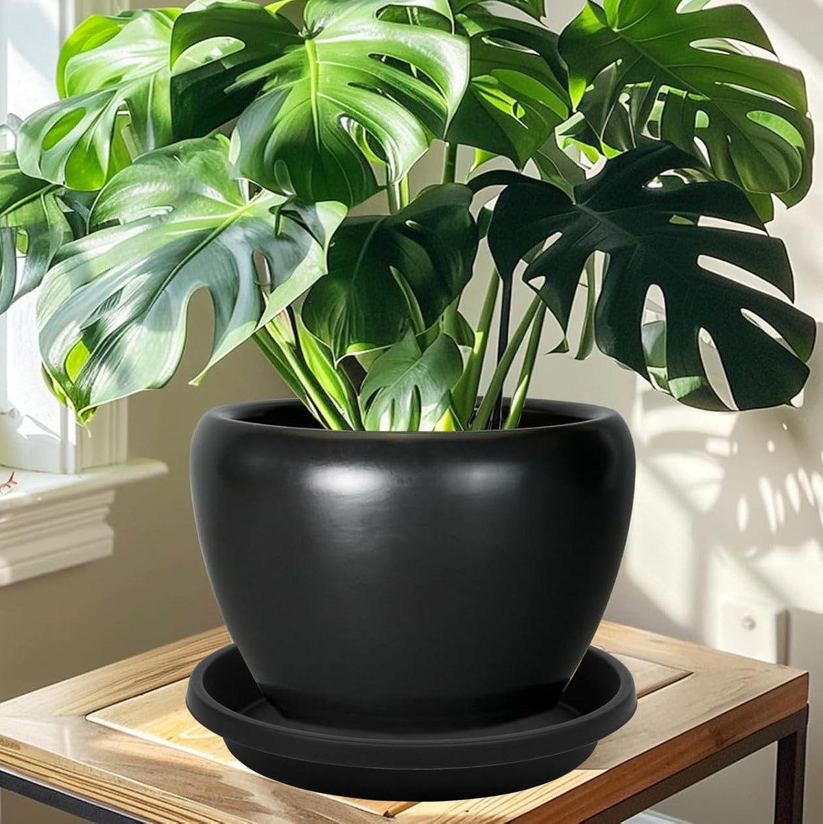 NIMYAU 2 Pack Plant Saucer 14 Inch, Durable Plant Trays for Pots, Plant Drip Trays, Plant Water Catcher Tray for Plants, Plastic Plant Saucers for Indoors no Holes