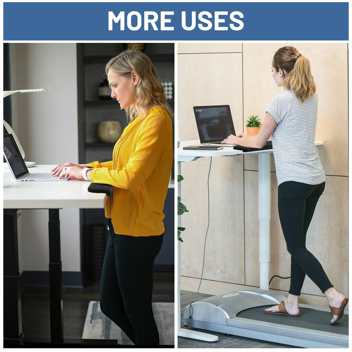 Full-Size Desk Edge Cushion, L-Shaped Desk Elbow Pad, Memory Foam Desk Arm Rest Pad for Forearms, Ergonomic Elbow Rest and Wrist Support for Desk (24 Inch)