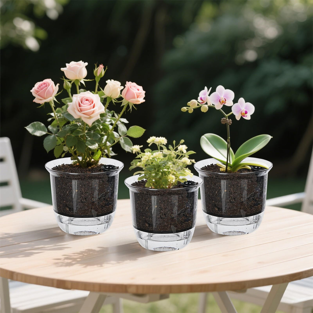 IWNTWY Plant Pots 6 inch Set of 3, Self Watering Pots for Indoor Outdoor Plants Flowers, Self Watering Planters with Reservoir, Drainage Hole and Absorbent Cotton Rope (3 Large)