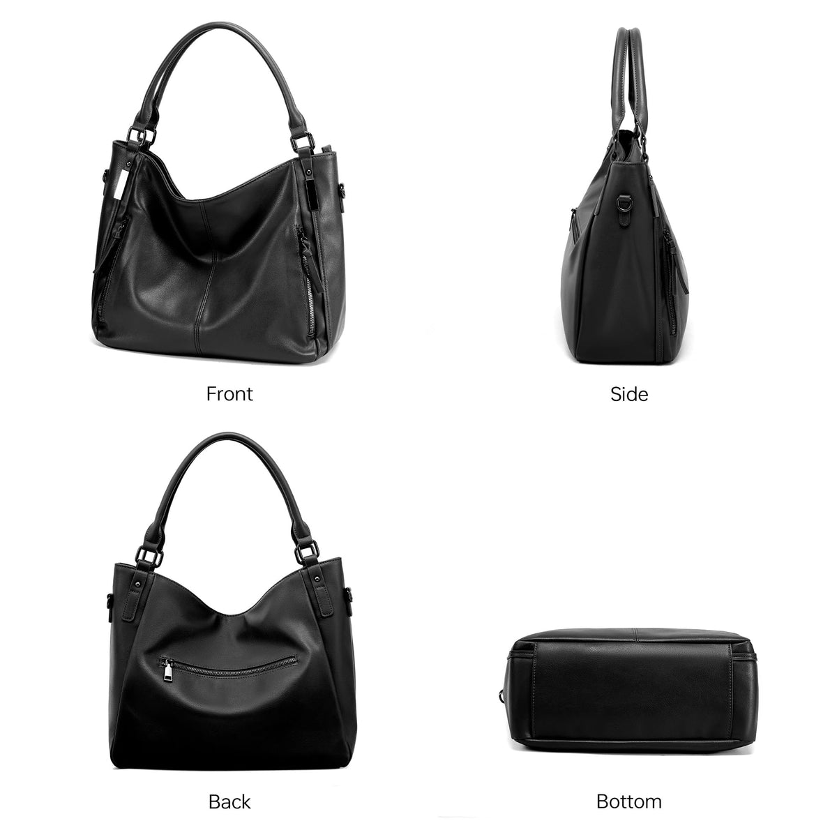 GEMIU Tote Bag for Women Slouchy Shoulder Purses Large Women's Crossbody Handbags for Womens for Travel and Work Black