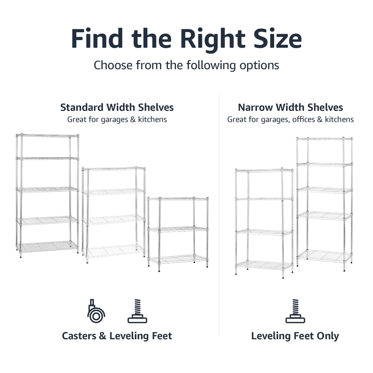 Amazon Basics 5-Shelf Adjustable, Heavy Duty Storage Shelving Unit on 4" Wheel Casters, Easy to Move Portable Wire Shelving, No Tools Needed for Easy Assembly, 30" x 14" x 64.8", Chrome