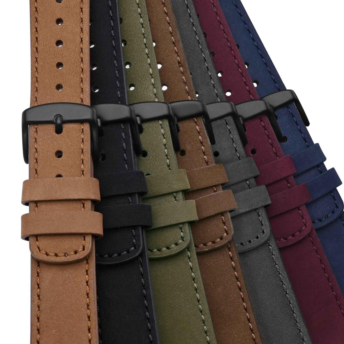 WOCCI 18mm Retro Leather Watch Band for Men and Women, Quick Release Replacement Strap with Black Buckle (Dark Brown)