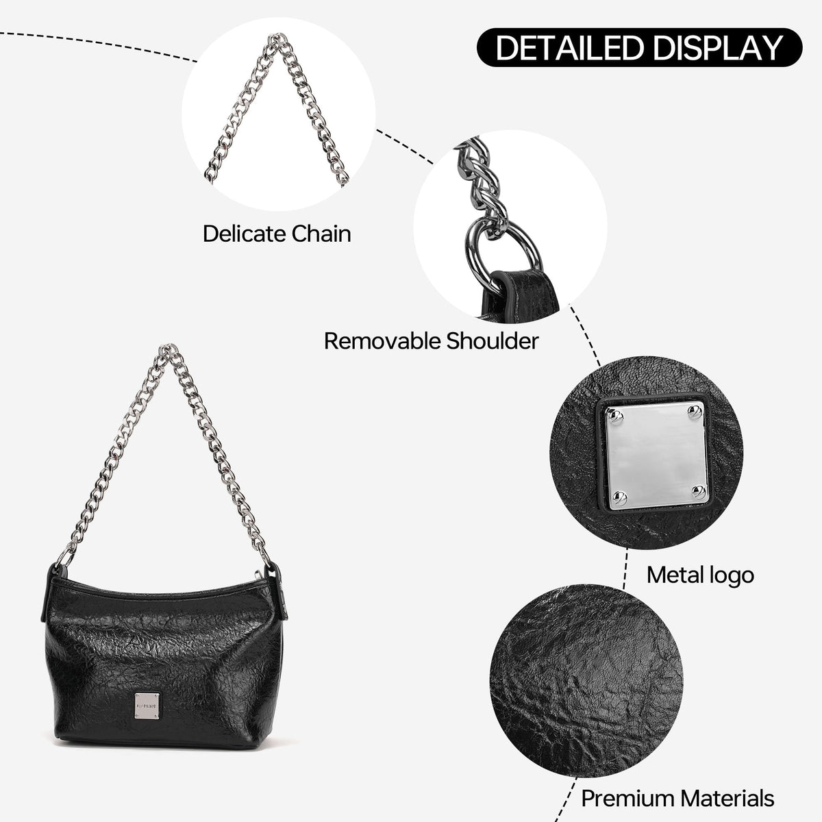 GEMIU Shoulder Bags for Women, Leather Bucket Crossbody Bag Trendy Chain Hobo Handbags Purses for Everyday Work