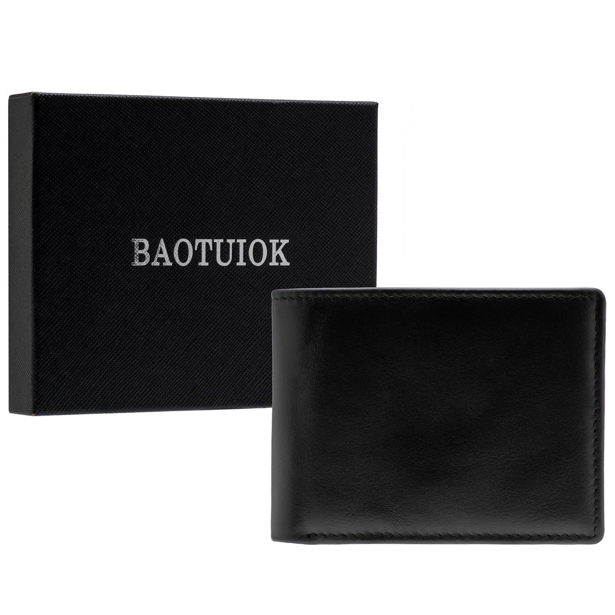 baotuiok Mens Bifold Leather Wallet with 14 Card Slots, 2 ID Windows, Large Capacity, and RFID Blocking Large Wallet for Men