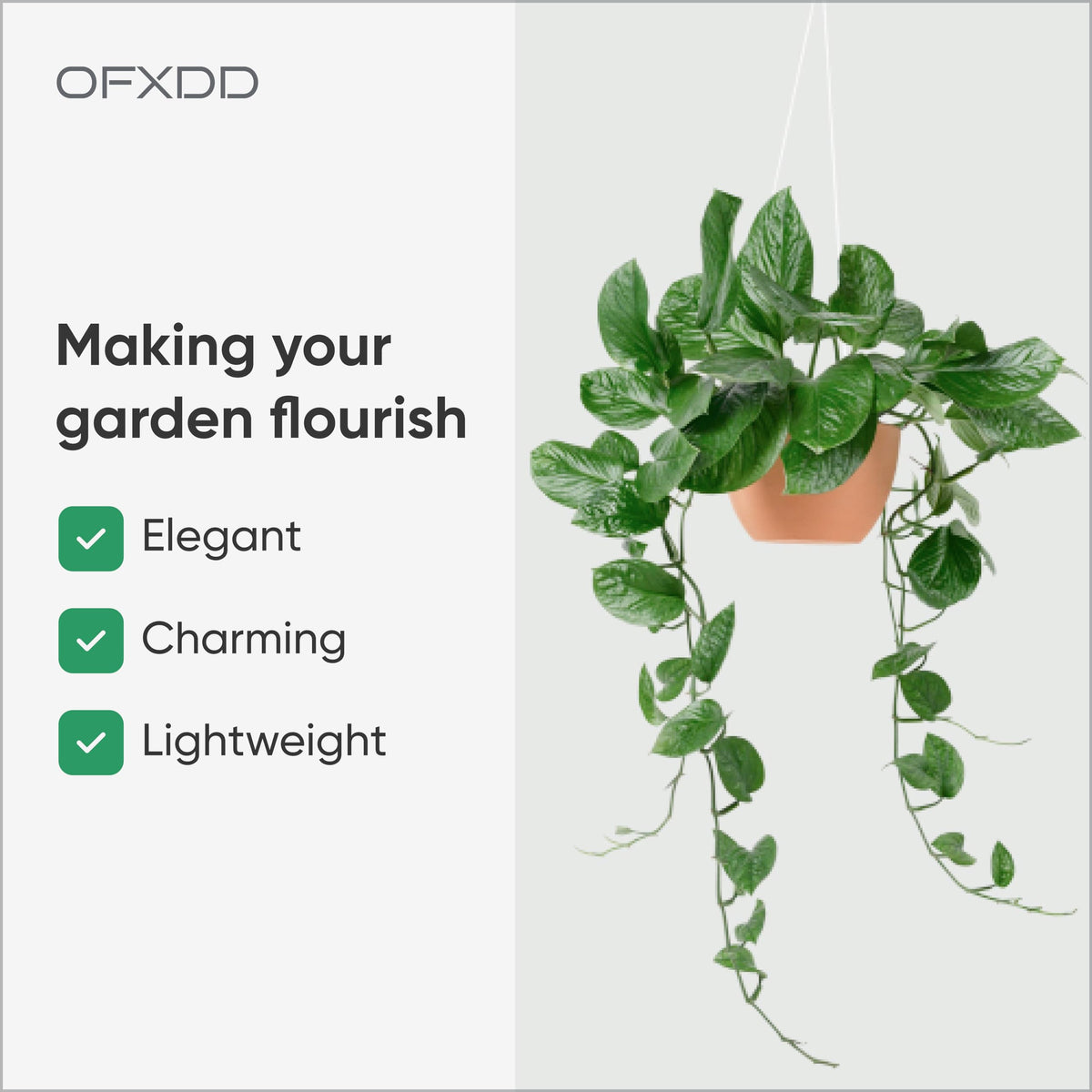 OFXDD Plant Pot Hangers - Pack of 4 - Plastic Flower Baskets Hanging - Decorative Garden Plants Pots with Hook - Outdoor Basket Hanger