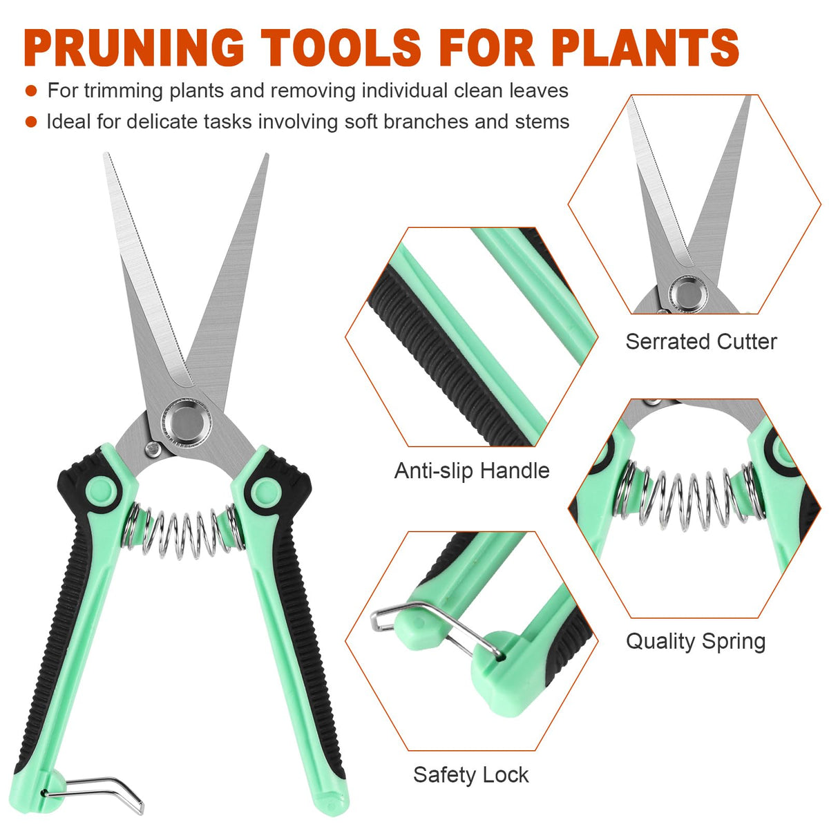 4 Pack Garden Shears Scissors,Pruning Shears, pruning shears for gardening Stainless Steel Blades, Gardening Clippers Hand Pruner With a Gardening Gloves((Red Yellow Blue Orange)