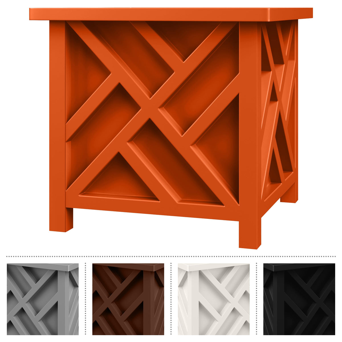 Lattice Design Planter Box - 15.5-Inch-Square Decorative Outdoor Flower or Plant Pot - Front Porch, Patio and Garden Decor by Pure Garden (Terracotta)