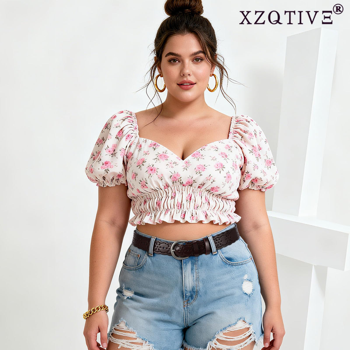 XZQTIVE Women Plus Size Leather Belt for Jeans Dresses Pants Hollow Flower Waist Belts with Solid Pin Buckle