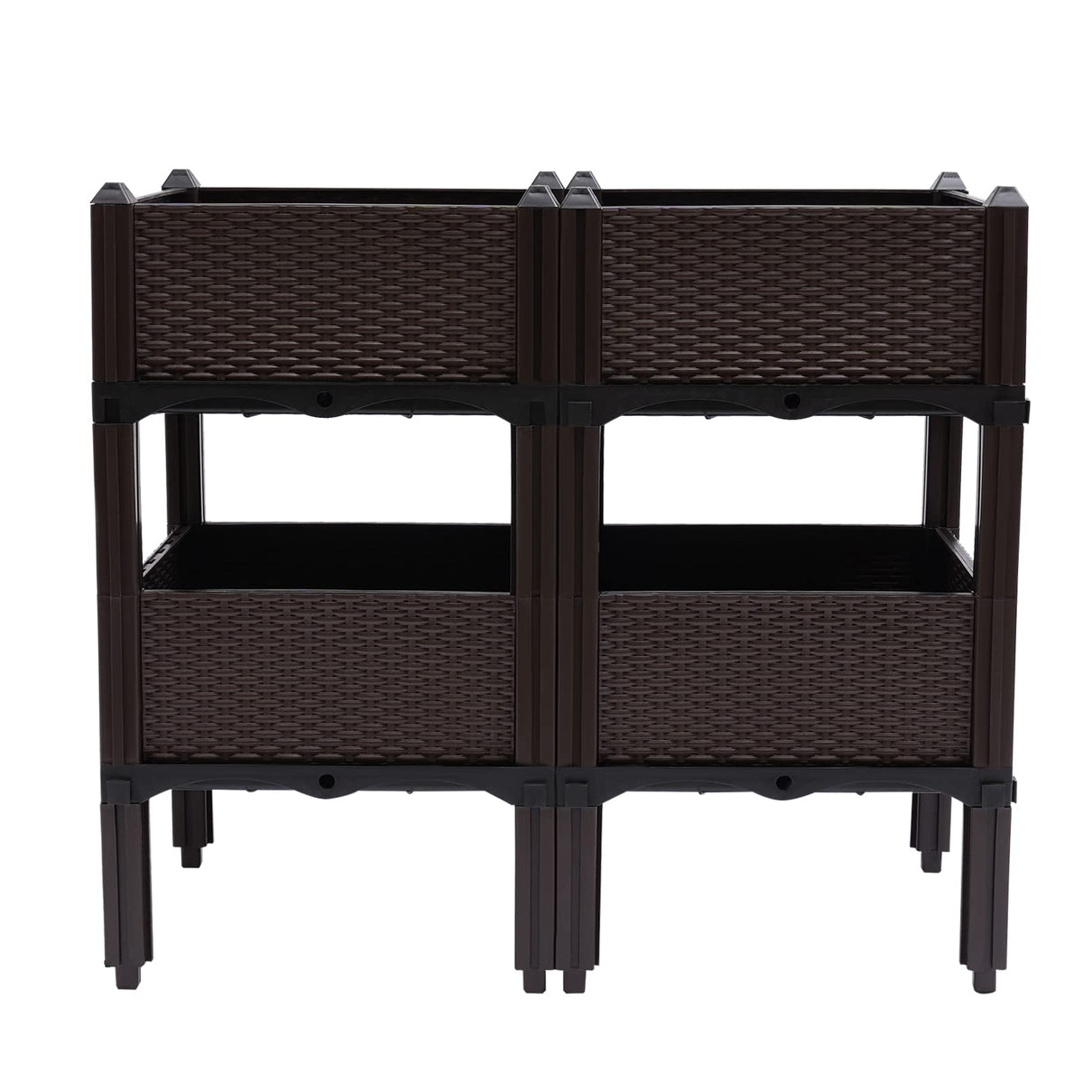 DYRABREST Set of 4 Raised Garden Bed Self-Watering Plastic Planter Box Stand with Legs, Sun and Frost Resistant Planter Outdoor Vegetable Growing Bed for Flower Herb Backyard, Patio, Balcony