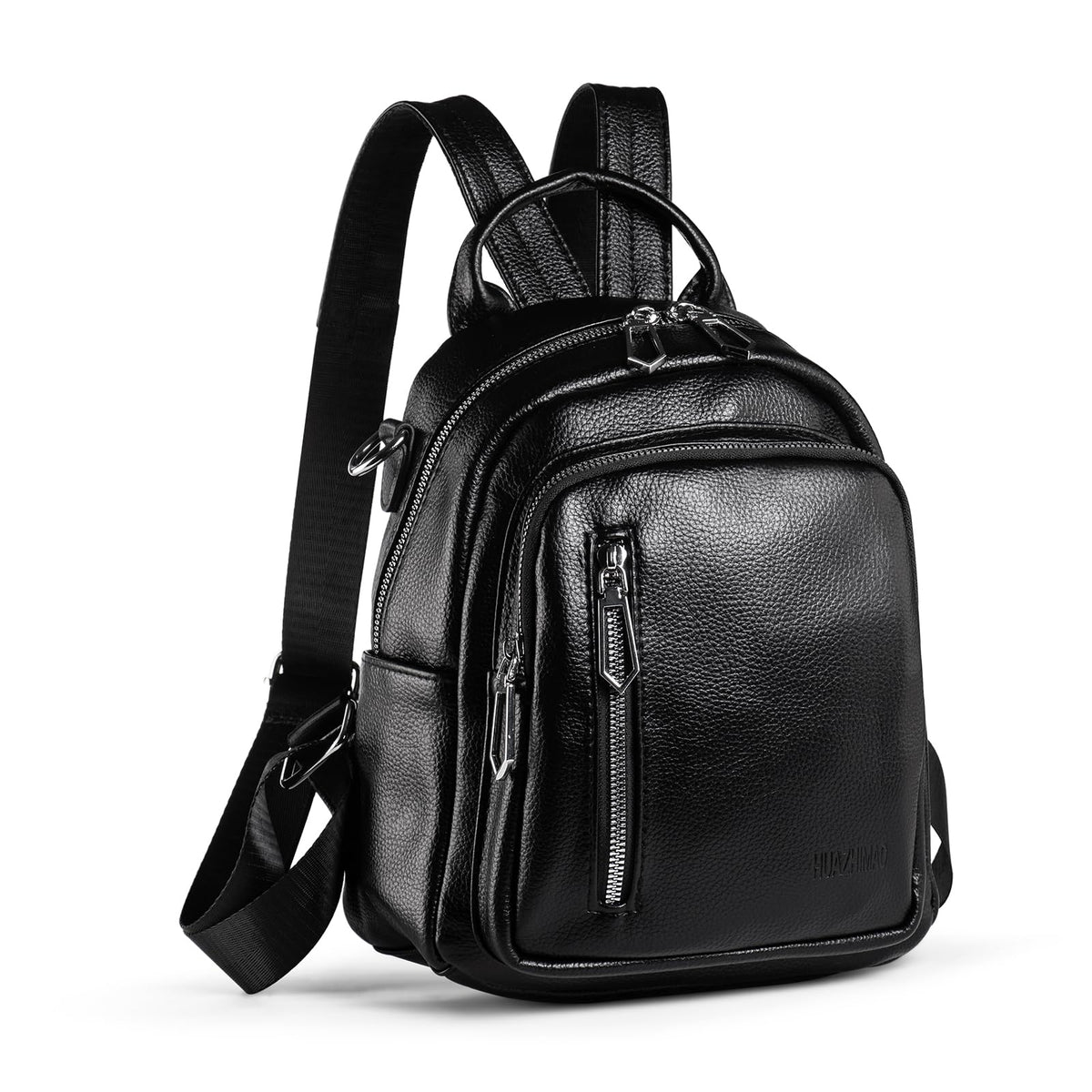 HUAZHIMAO Small Backpack Purse for Women Mini Backpacks PU Leather Women's Versatile 3 in 1 Fashion Handbag Travel Daypacks (Black)