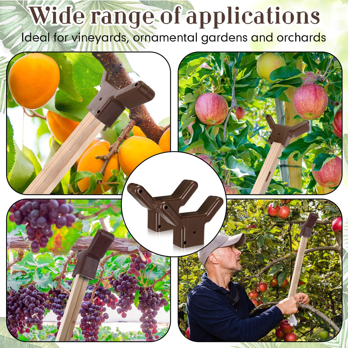 Yungyan 8 Pcs Tree Support, Plastic Fruit Branch Support Device Tree Brace Prevent Them from Breaking for Vineyards Ornamental Gardens Orchards Fits on Standard 1.57 x 1.57 Inch Lumber (Brown)