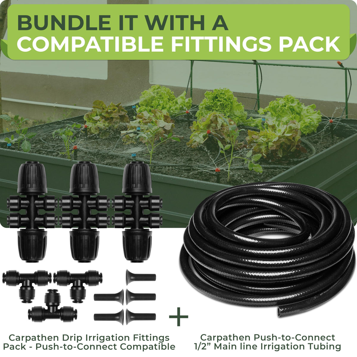 Carpathen 50 FT 1/2 Irrigation Tubing Mainline - Flexible Drip Irrigation Tubing Perfect for Push-To-Connect Garden Irrigation System, or as Blank Distribution Hose for Any Gardening Project
