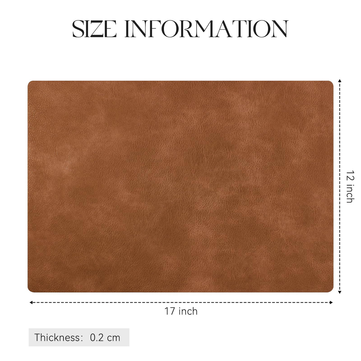 MOSAYT Vinyl Placemats Set of 4-12 X 17 Inch - Faux Leather 100% Waterproof Oil-Proof Wipeable PU Place Mats, Heat Resistant Reversible Table Mats for Kitchen, Dining, Outdoor, Reddish Brown