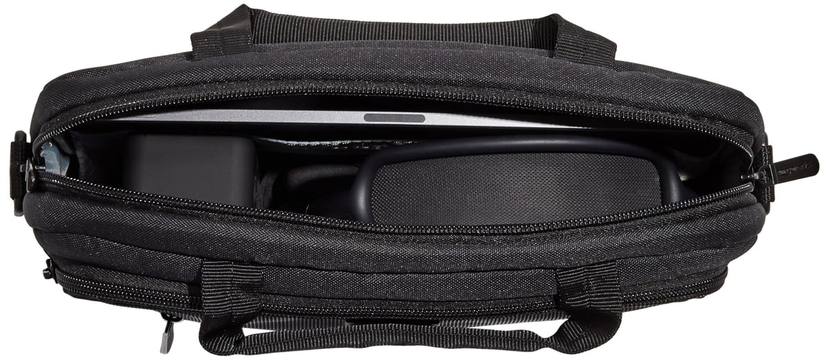 Amazon Basics 11.6 inch Laptop Bag with Shoulder Strap and Handle, Briefcase with Large Capacity Compartments for Tablets and Accessories, Black, 1-Pack