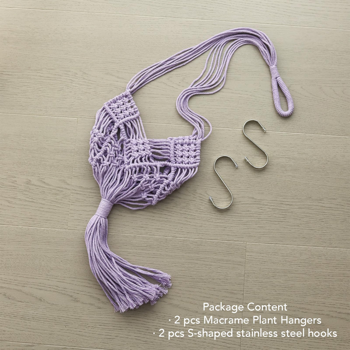 XINBOR Hanging Planter with Patterns,2Packs Macrame Plant Hangers Indoor Macrame for up to 8 inch Pot Crochet Boho Plant Hanger Holder for Indoor Outdoor with 2S Shaped Stainless Steel Hooks (Purple)