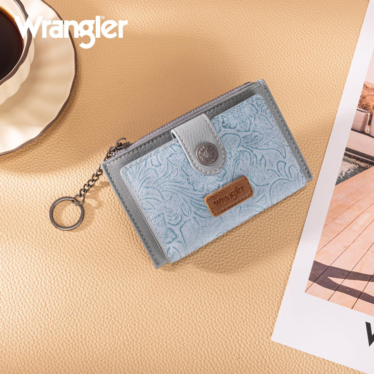 Montana West X Wrangler Small Women'S Wallet Western Keychain Card Holder for Women Slim Minimalist Wallet with Rfid Lining and Smooth Metal Zipper WG338-W099JN