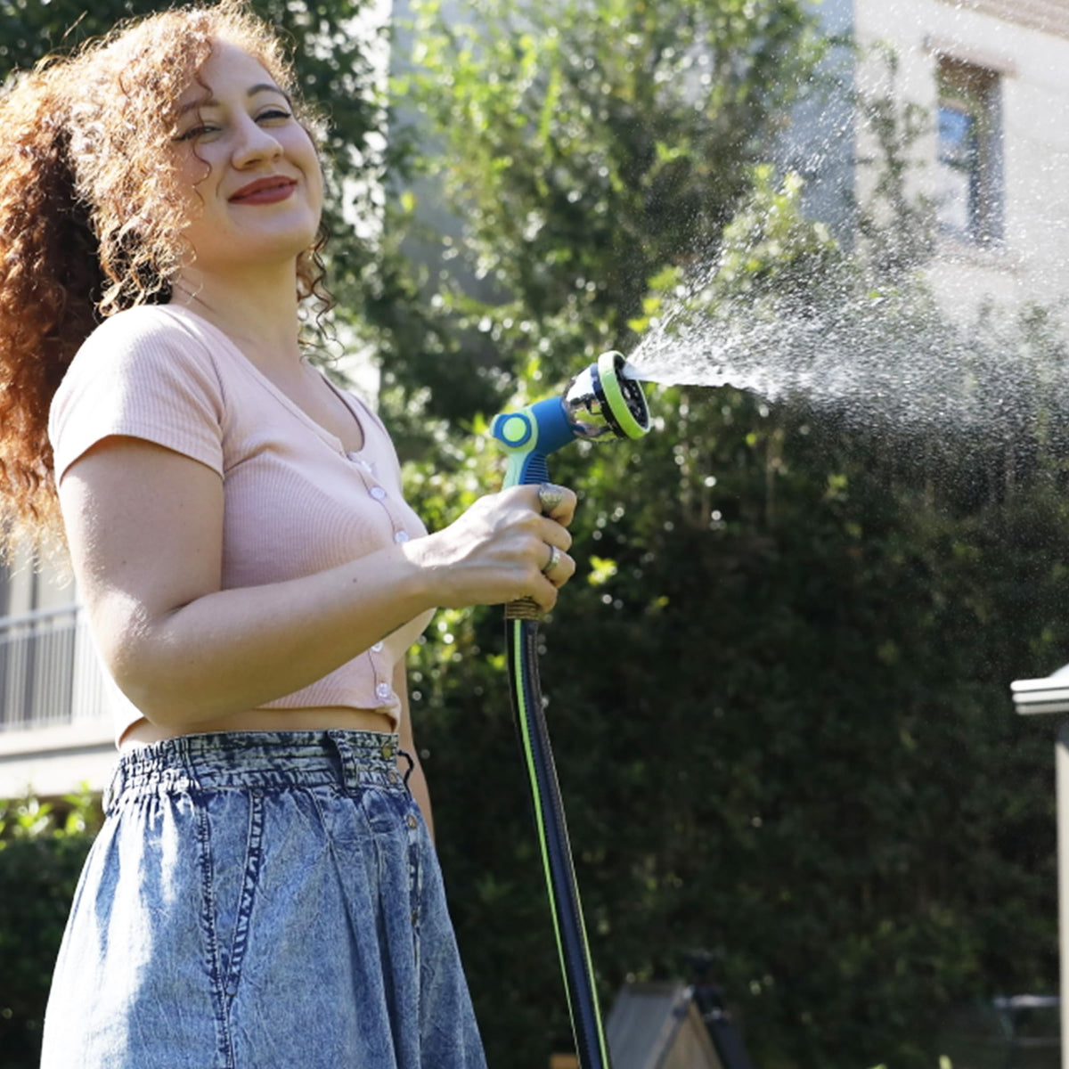 Worth Leader Short Garden Hose 5/8 in. x 12 ft. -No Kink, Flexible, Leakproof, Male to Female Fittings -Heavy Duty Durable PVC Lightweight Water Pipe with Brass Aluminum Ends for Household & Yard Use