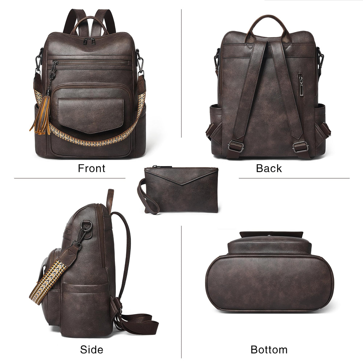 Shrrie Backpack Purse for Women Travel Faux Leather Fashion Backpack for Women,Convertible Crossbody Shoulder Bag for Ladies with Adjustable Strap for Work College