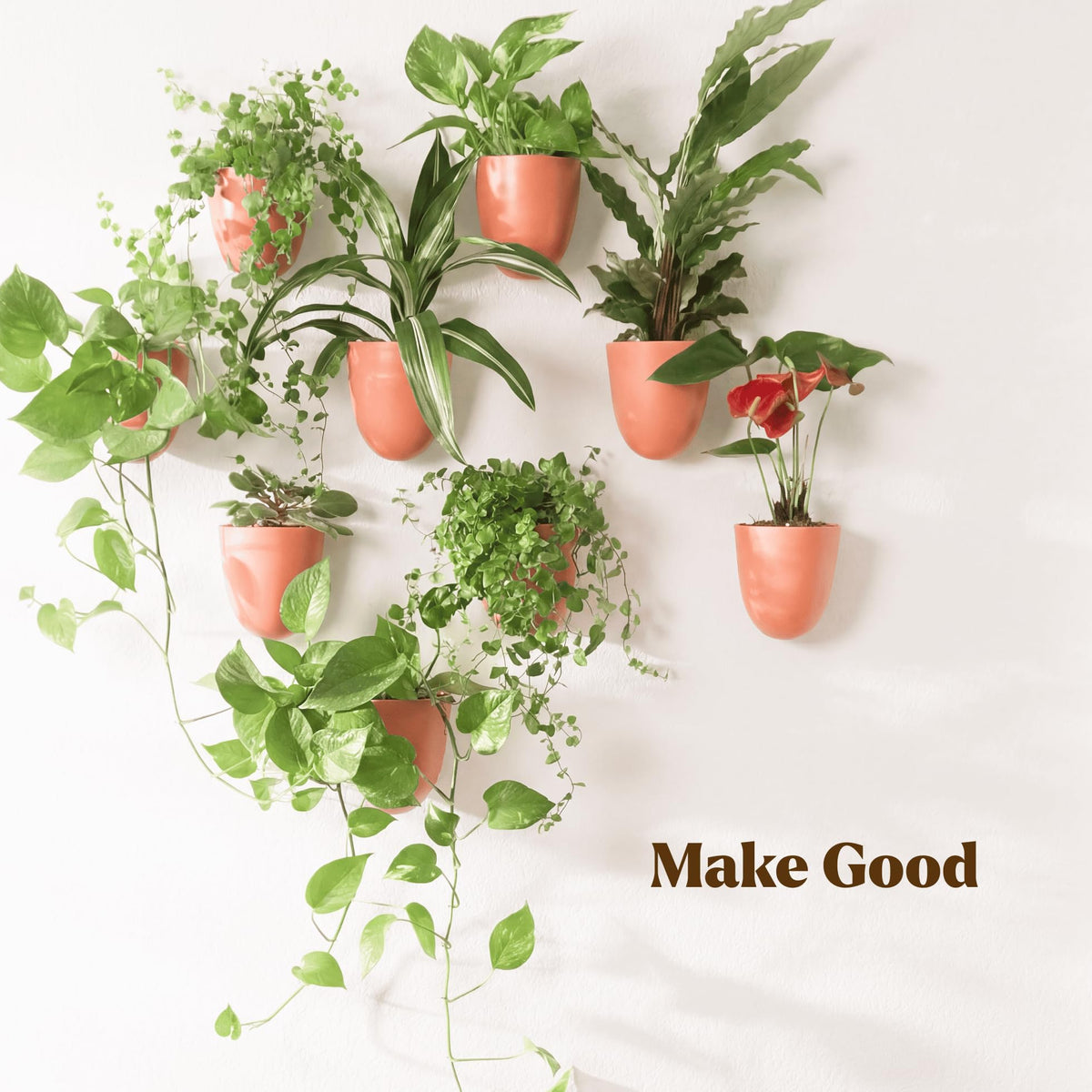 Make Good PlantPod Luxe - Self-Watering Wall Planters (Set of 6, Terracotta) - Easy to Water and Install - Lightweight - Design Your Own Vertical Garden - Wall Planters for Indoor Plants
