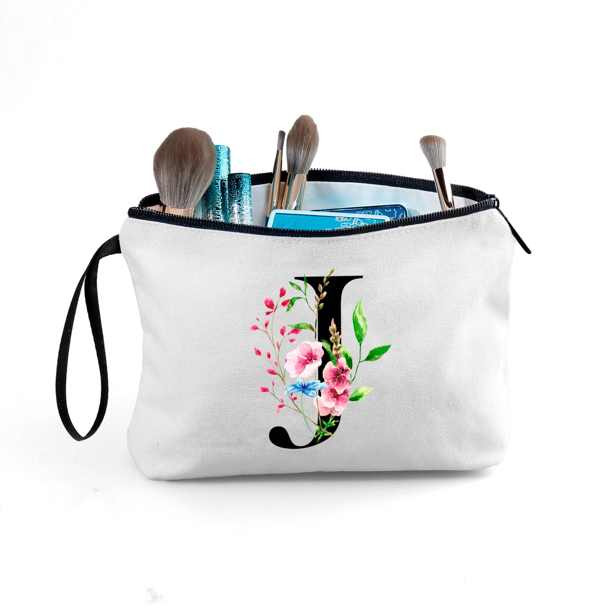 SEAMOON A-Z Personalized Makeup Bag with Mirror, Birthday Gifts for Women Friend Sister Teacher Coworkers, Bride Bridesmaid Travel Cosmetic Bag, Mothers Day Christmas Graduation J