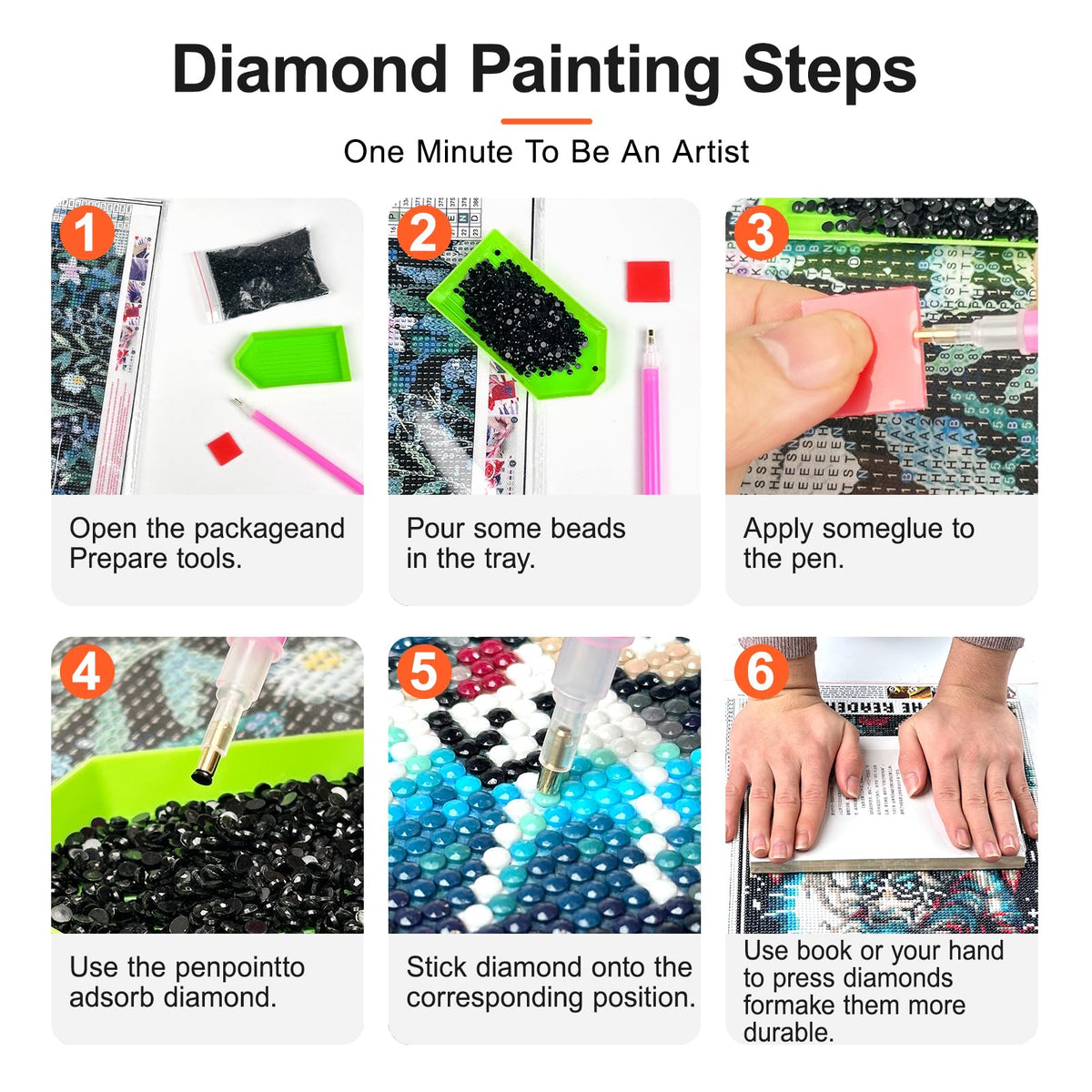 LEZHIJIA 6 Pack Leopard Print Disco Diamond Art Kits for Adults, Coquette Diamond Painting Kits for Beginner, Diamond Dots Full Drill Crafts for Gem Art Home Wall Decor for Teens Girls 5D DIY 12x16in
