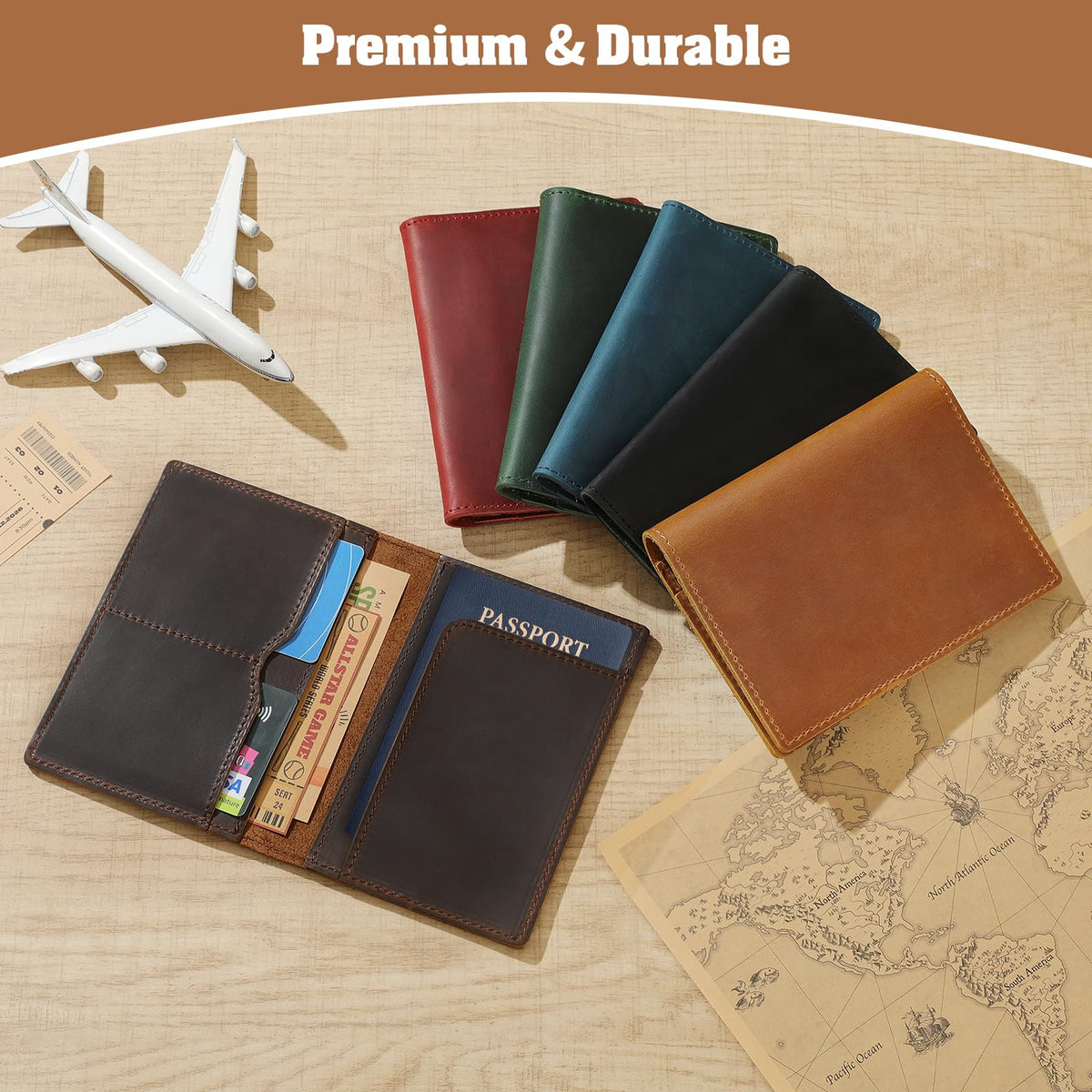 Jack&Chris Leather Passport Holder, Handmade Passport cover, Travel Wallet Cover Case for Men and Women, Leather Travel Documents Organizer Protector, JC107